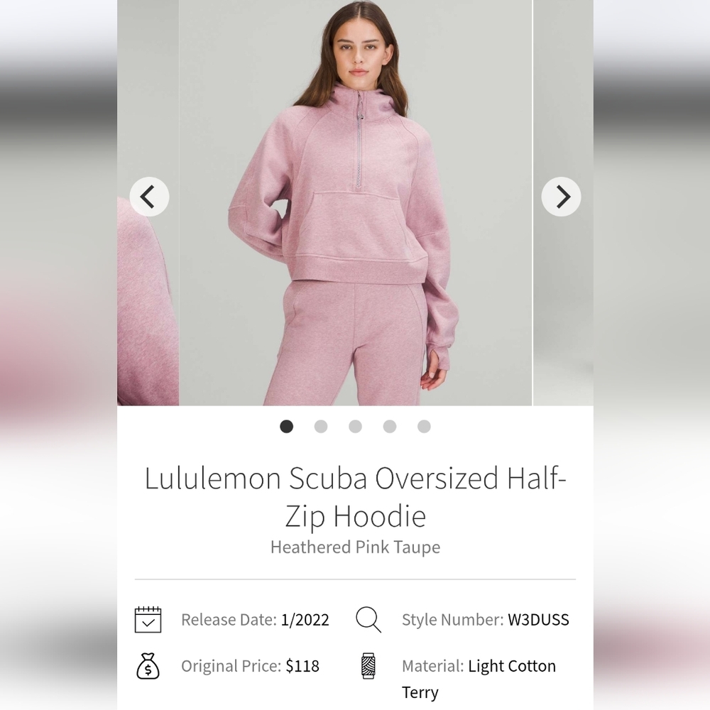 lululemon athletica Scuba Oversized Half-Zip Hoodie Heathered Pink Taupe SizeM/L